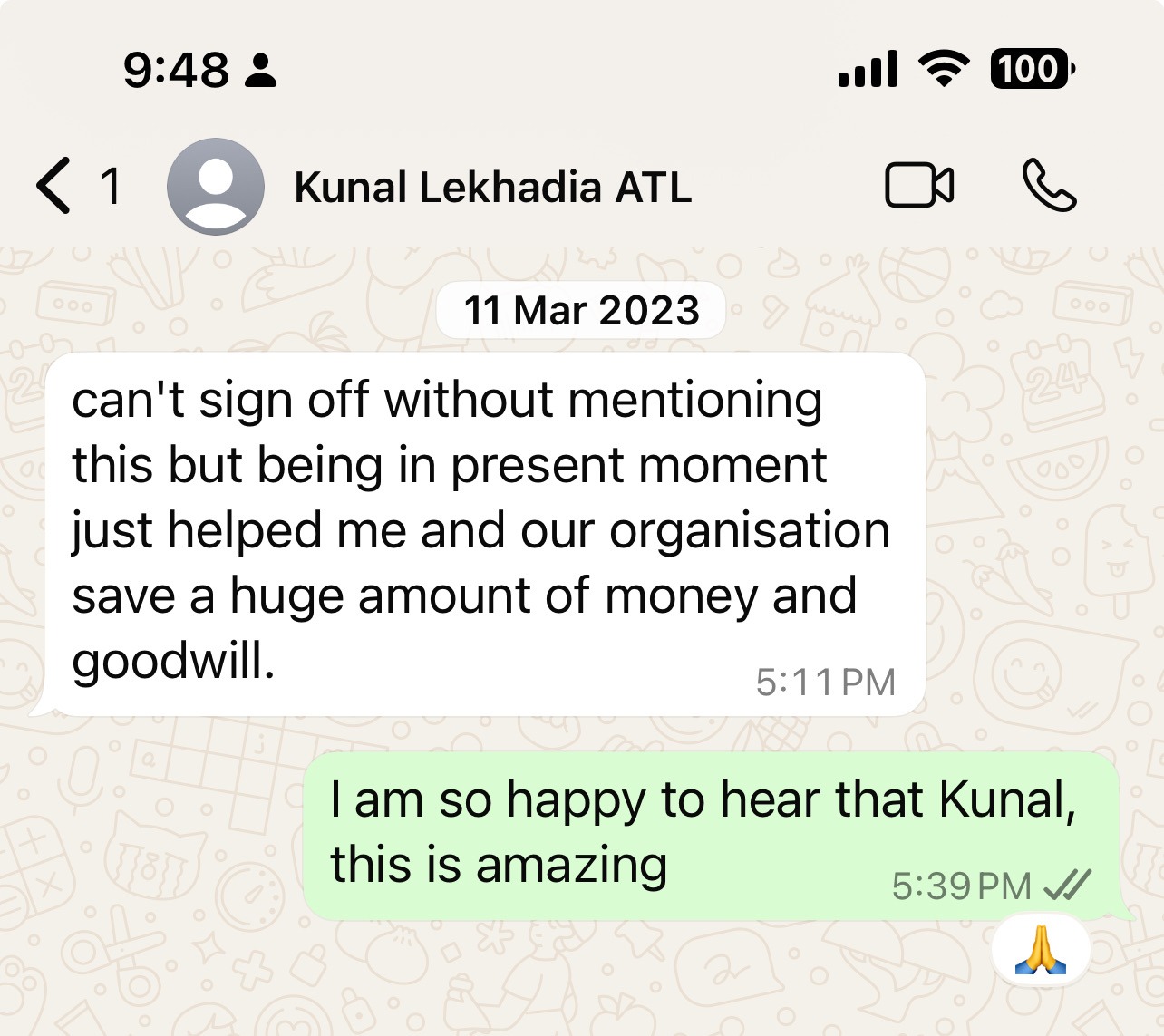 Testimonial screenshot