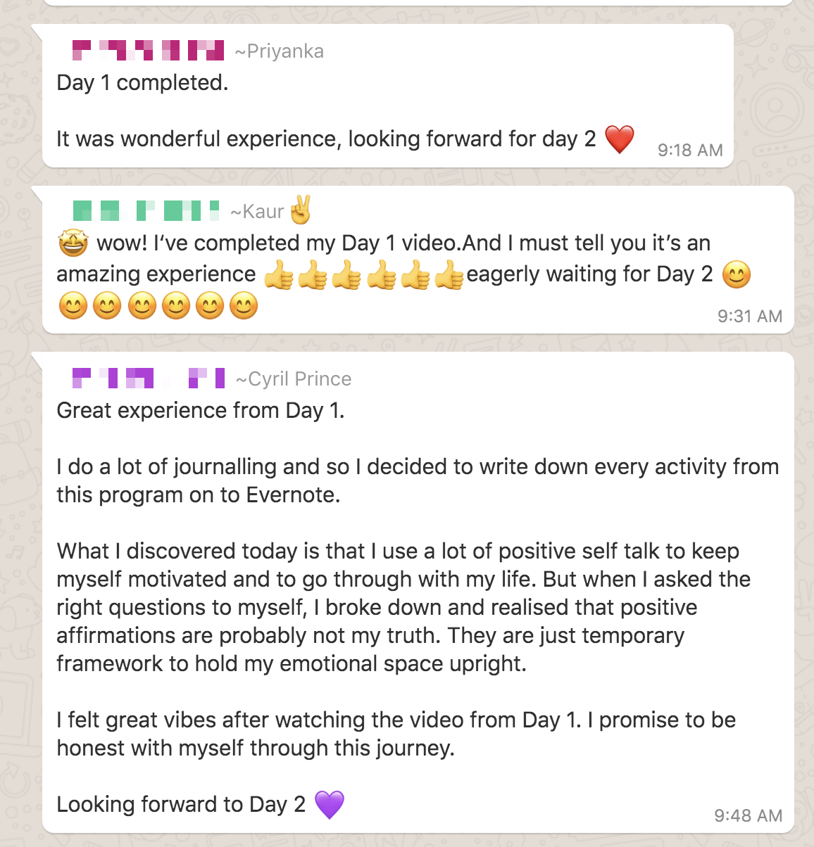 Testimonial screenshot