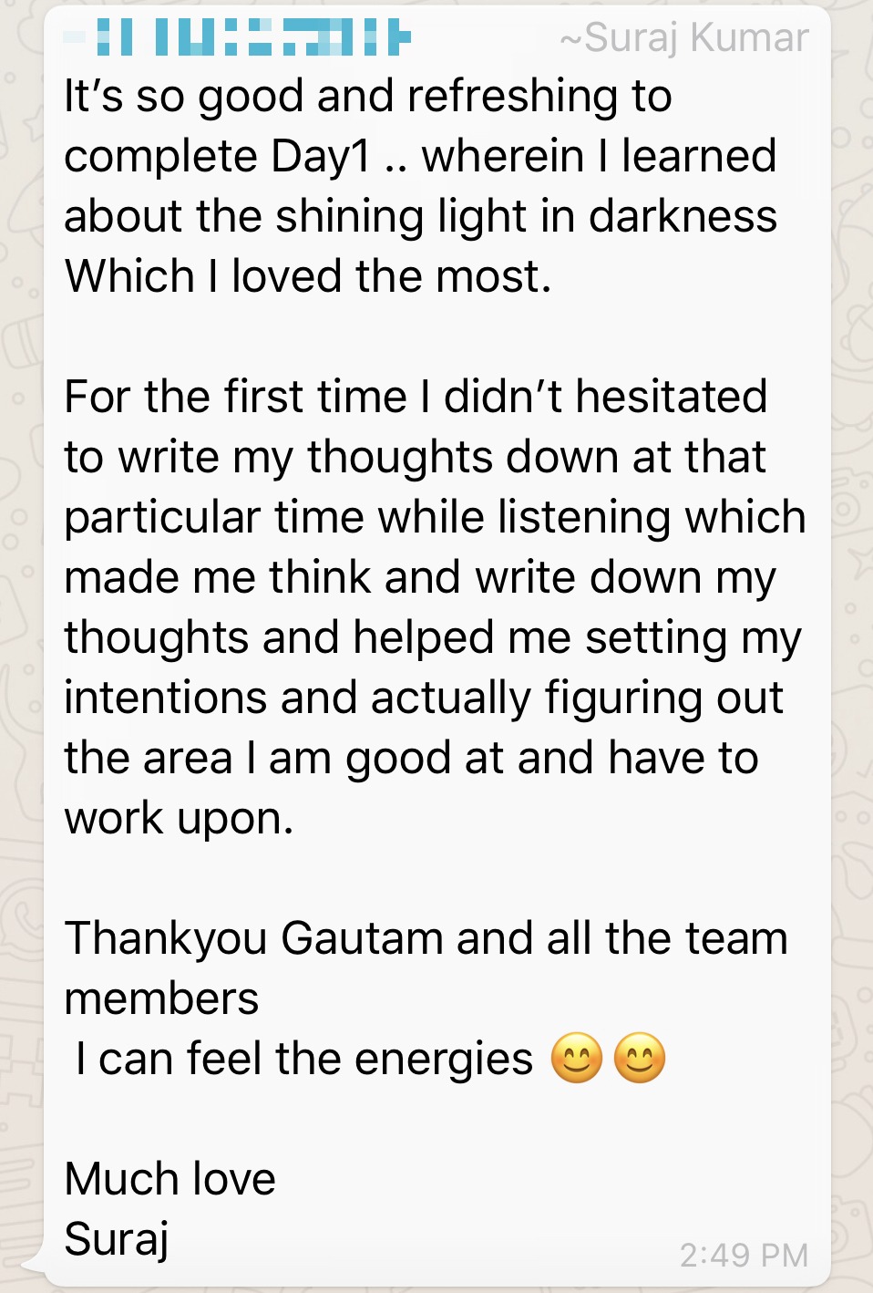 Testimonial screenshot